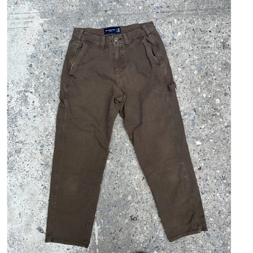 Abercrombie & Fitch Mens Carpenter Pants 26x26 Brown Stretch Canvas Utility Work